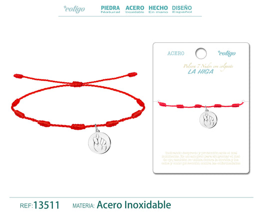 Pulsera 7 Nudos con La Higa color Plateado
