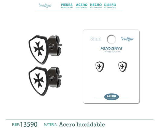 Pendiente Acero color Negro