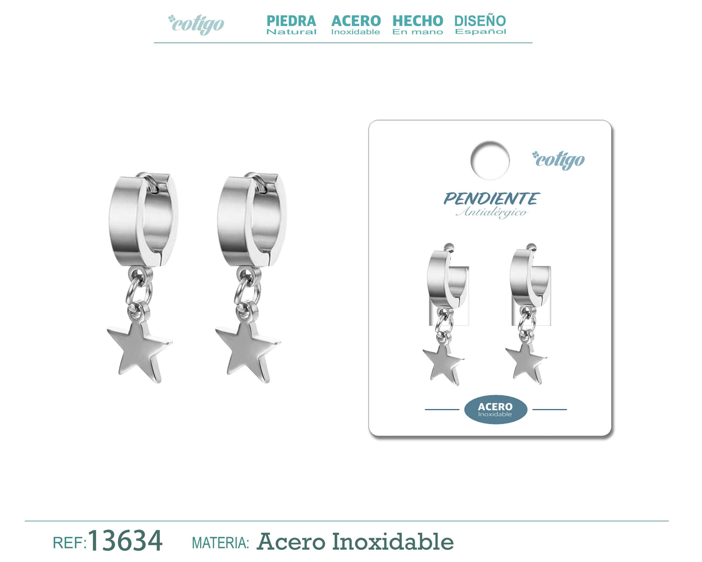 Pendiente Acero color Pladeado