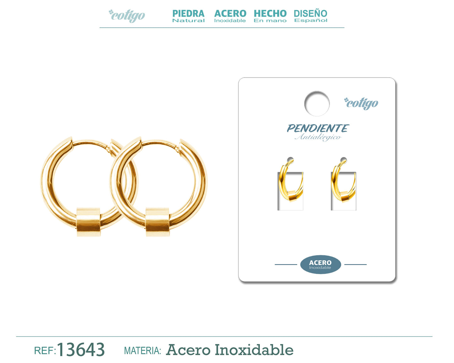 Pendiente Acero color Dorado