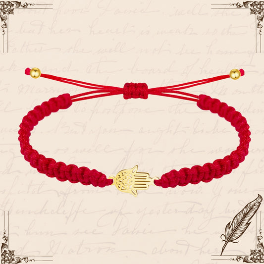 Pulsera Hilo Destino Rojo-Mano Fatima Dorado