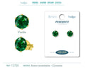 Pendiente Circonita Redondo-Verde-8mm-Base Acero Dorado - cotigo