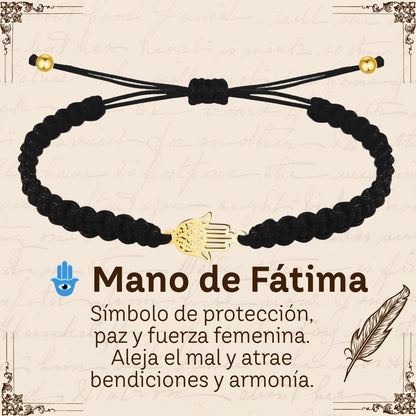 Pulsera Hilo Destino Hecho a Mano 🧵 con Amuleto de Suerte y Protección 🍀 en Acero Inoxidable 💎