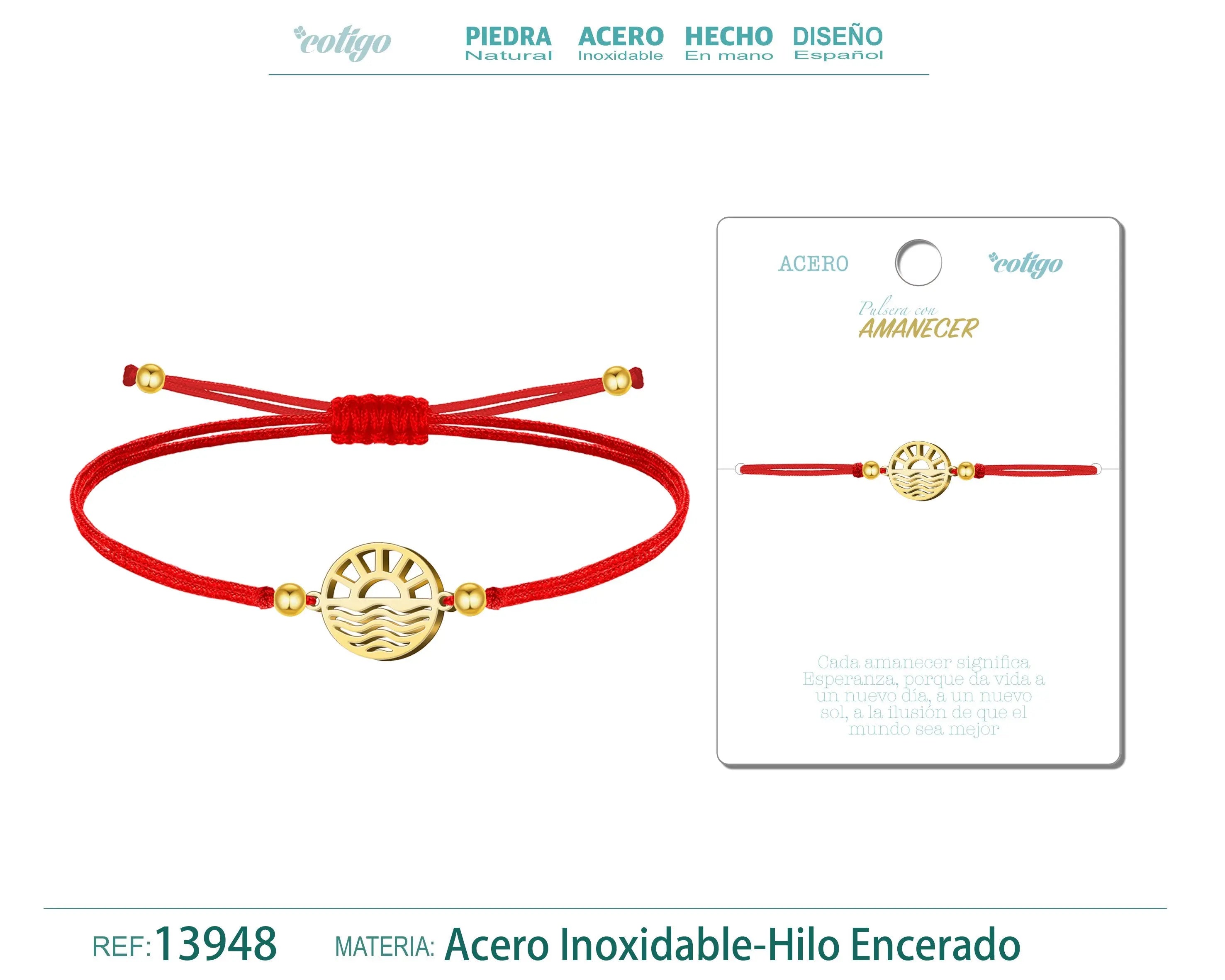 Pulsera Amanecer Dorado de Hilo En.Rojo - cotigo