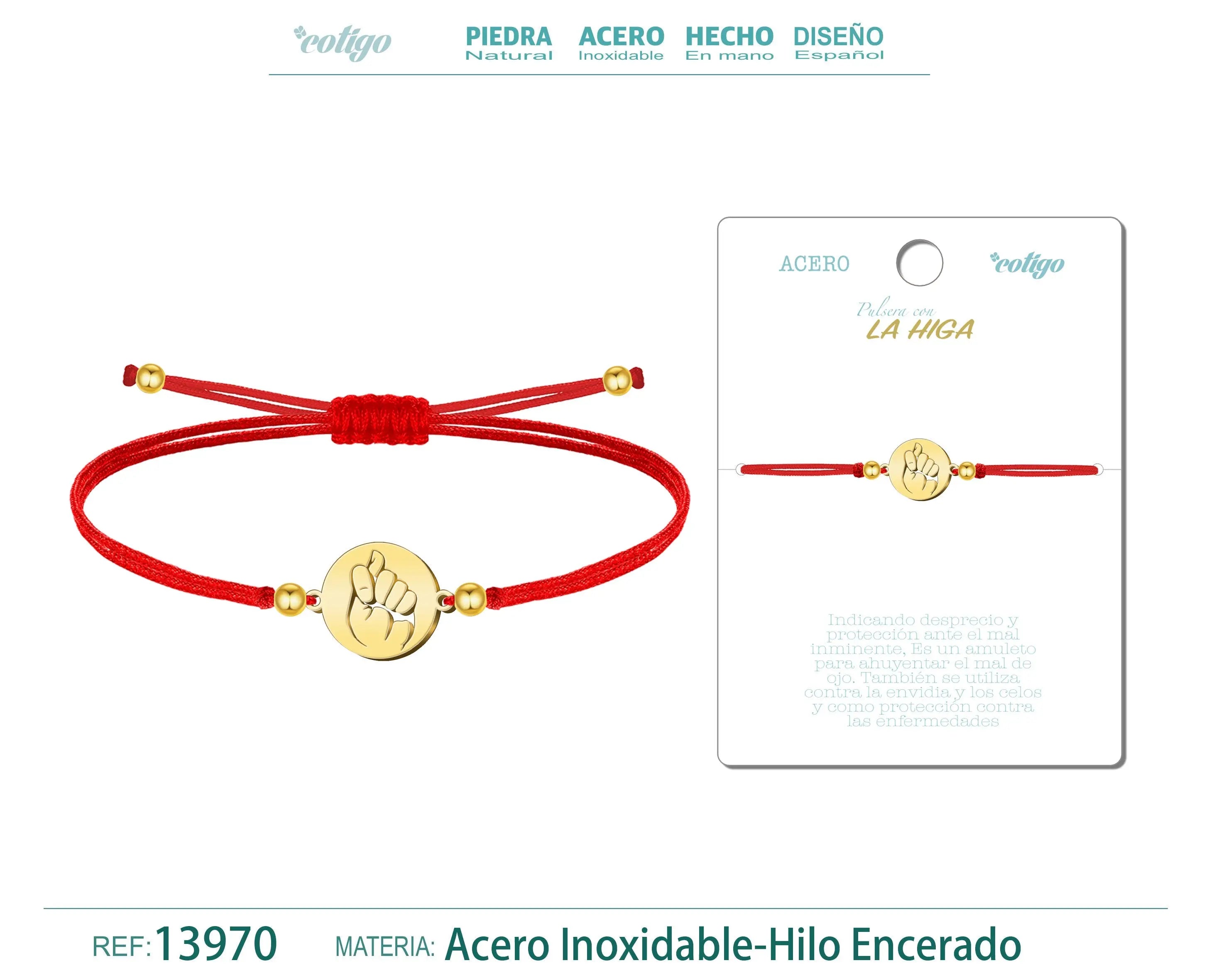 Pulsera La Higa Dorado de Hilo En.Rojo - cotigo