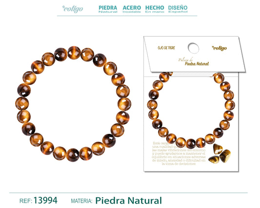 Pulsera de Piedra Ojo tigre Redondo 8mm