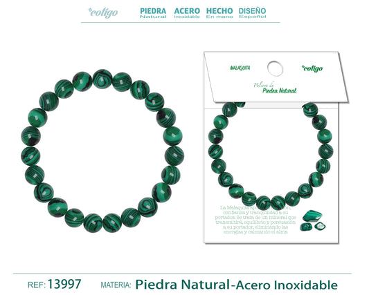 Pulsera de Piedra Malaquita Redondo 8mm