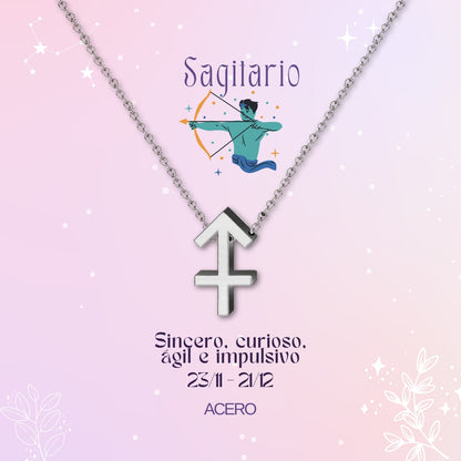 ✨Collar Zodíaco en acero inoxidable + Tarjeta con significado 💌 ¡Incluye pulsera 7 nudos y caja de regalo! 🎁✨