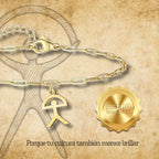 Pulsera con Indalo en Acero Dorado acabado