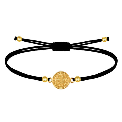 Pulseira Fio Encerado Vermelho-SanBenito Dourado