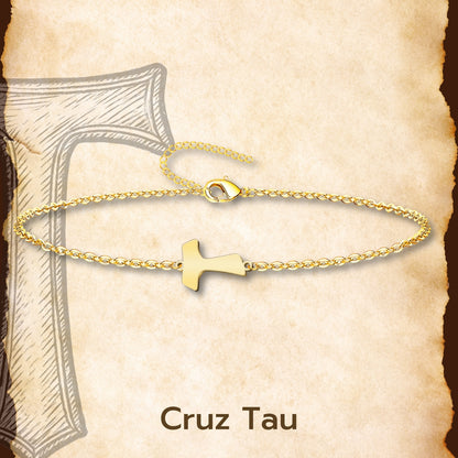 Pulsera Cruz Tau Acero inoxidable color Dorado