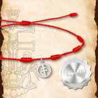 Pulsera 7 Nudos con Medalla de Cruz de Caravaca en Hilo Rojo y Acero - cotigo