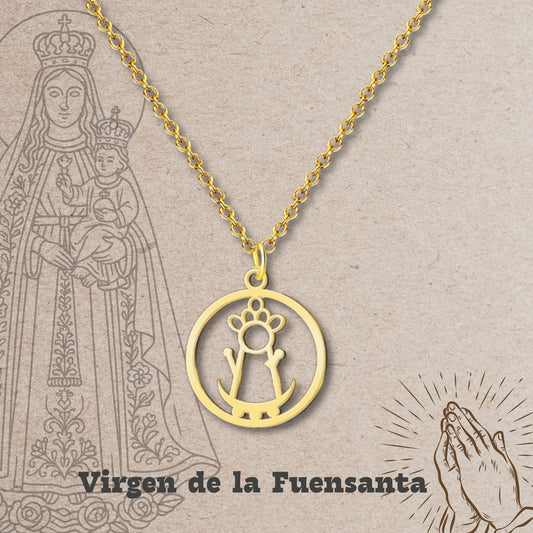 Colgante Virgen de la Fuensanta Acero Dorado