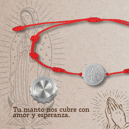 Pulsera 7 nudos con Virgen Guadalupe color Plateado