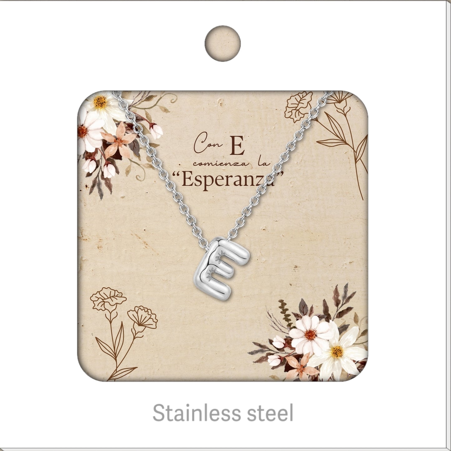 Collar Letra Inicial Acero Inoxidable con Tarjeta diseñado y Caja de Regalo, Regalo para Cumpleaños, Navidad, Día de Madera, San Valentín