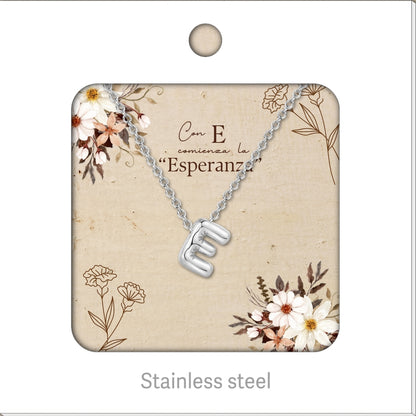 Collar Letra Inicial Acero Inoxidable con Tarjeta diseñado y Caja de Regalo, Regalo para Cumpleaños, Navidad, Día de Madera, San Valentín