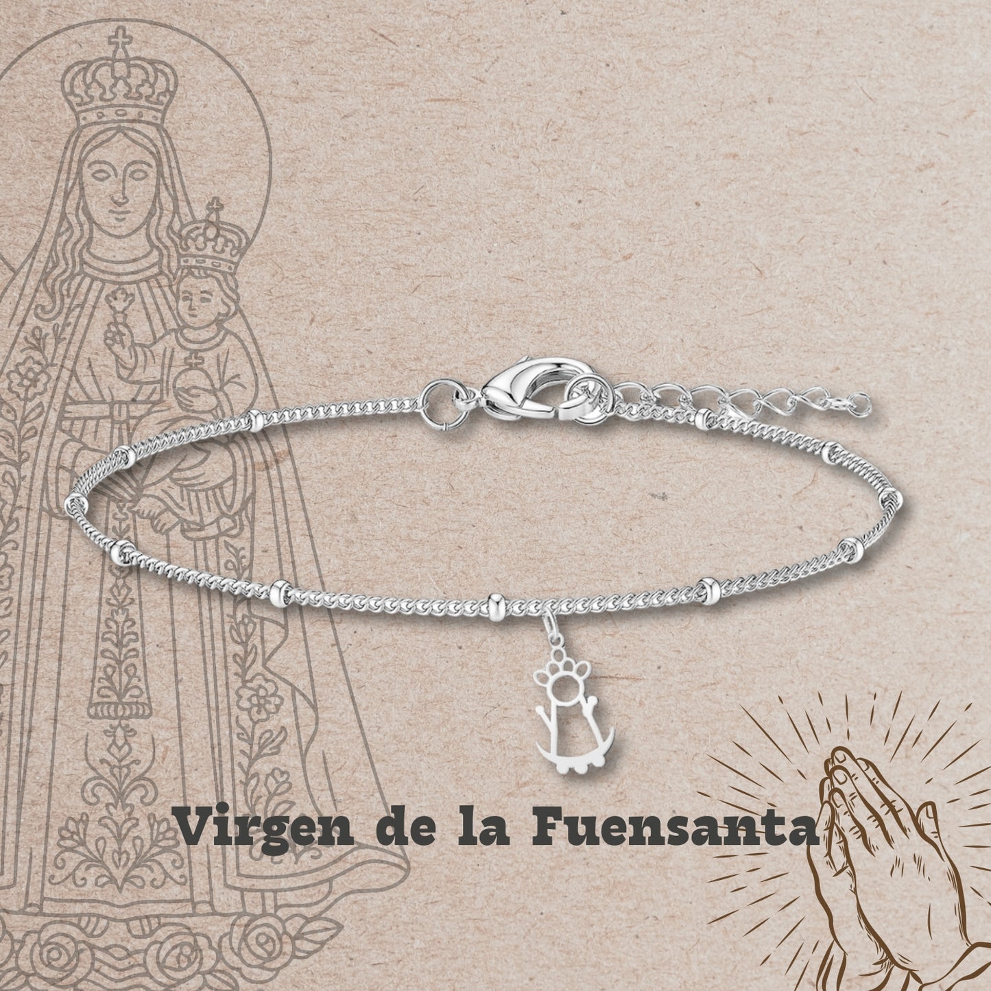 Pulsera Virgen de la Fuensanta Acero plateado