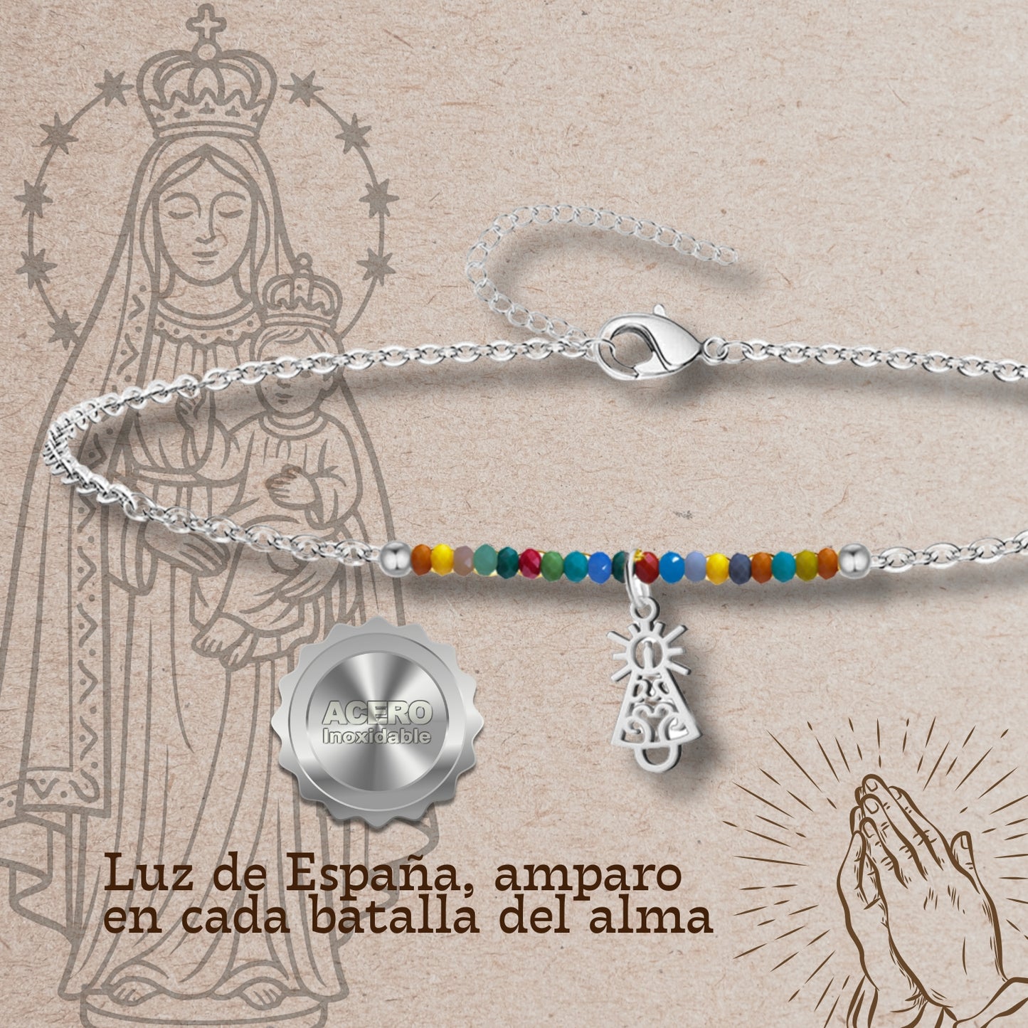 Pulsera Virgen de Pilar Acero plateado