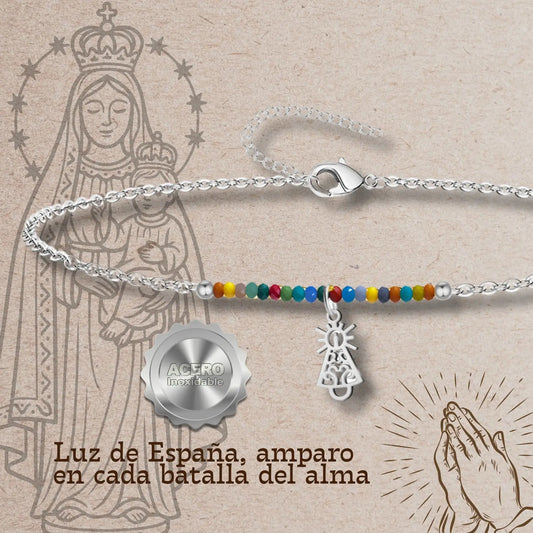 Pulsera Virgen del Pilar Multicolor en Acero Plateado: Fe Alegre y Estilo Actual - cotigo