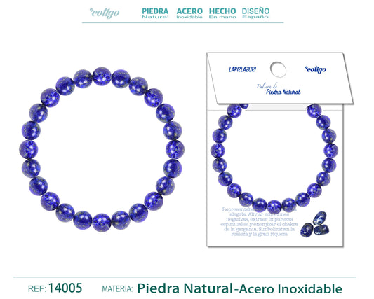 Pulsera de Piedra lapislazuli Redondo 8mm