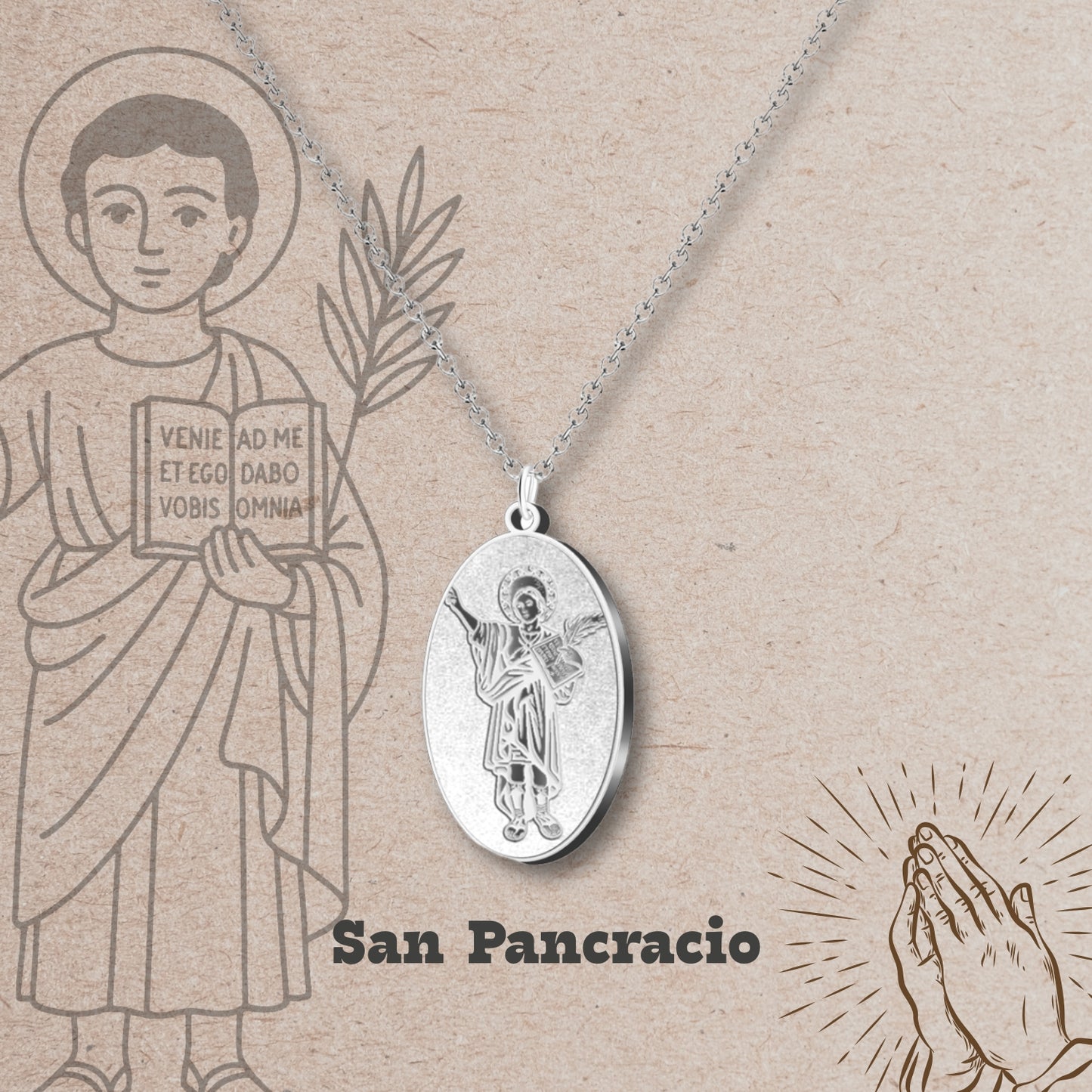 Collar Santo Acero inoxidable, Colgante Santo, Católico, San Antonio, San Judas Tadeo, San Cristóbal.