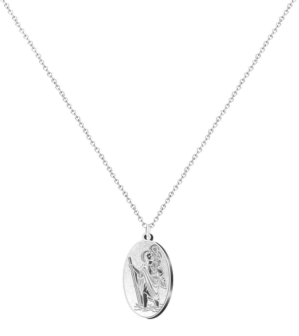 Colgante Medalla de San Cristóbal en Acero textura