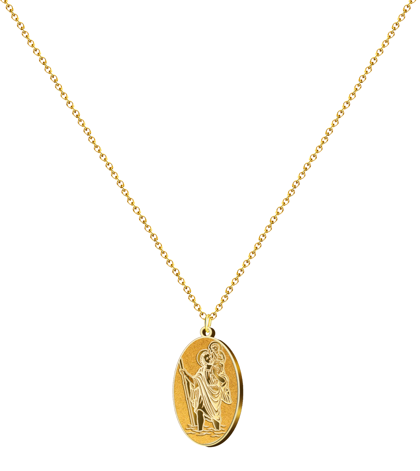 Pingente SAN CRISTOBAL Aço Dourado