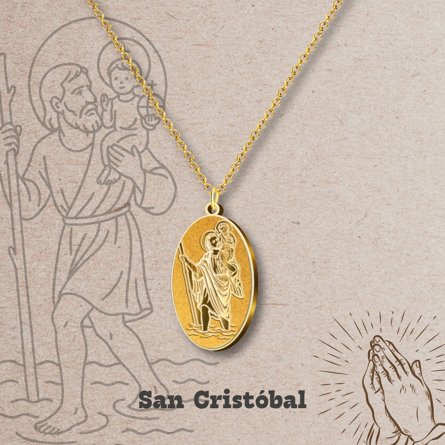 Collar Santo Acero inoxidable, Colgante Santo, Católico, San Antonio, San Judas Tadeo, San Cristóbal.