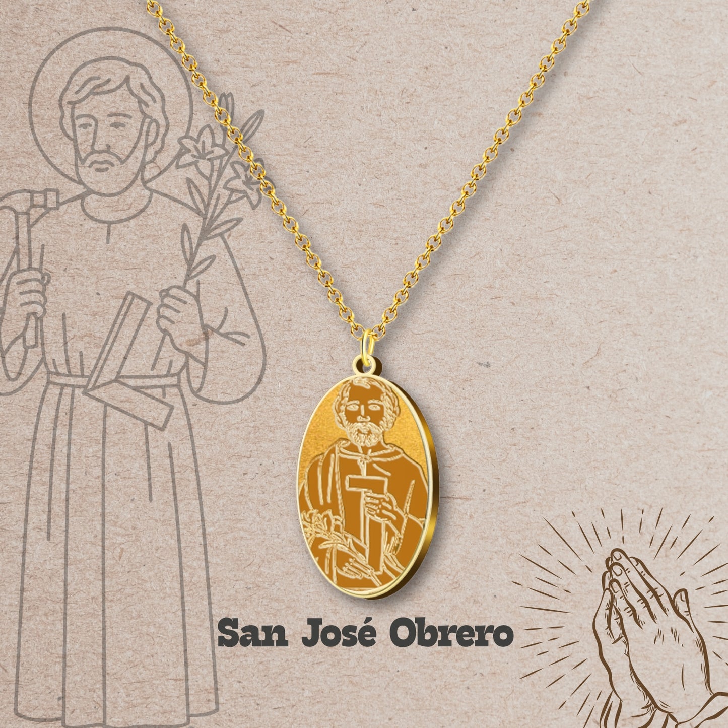 Collar Santo Acero inoxidable, Colgante Santo, Católico, San Antonio, San Judas Tadeo, San Cristóbal.