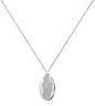 Colgante religioso con medalla ovalada de San Judas Tadeo en acero inoxidable plateado, mostrando al santo con su bastón y la imagen de Jesús en el pecho.