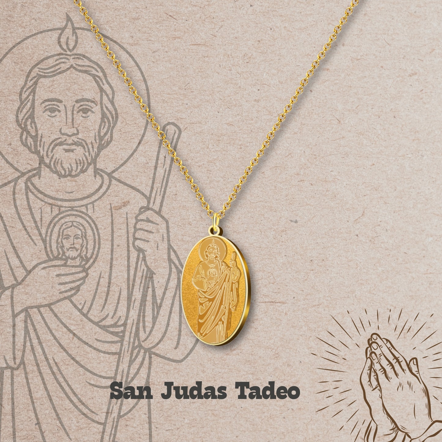 Collar Santo Acero inoxidable, Colgante Santo, Católico, San Antonio, San Judas Tadeo, San Cristóbal.