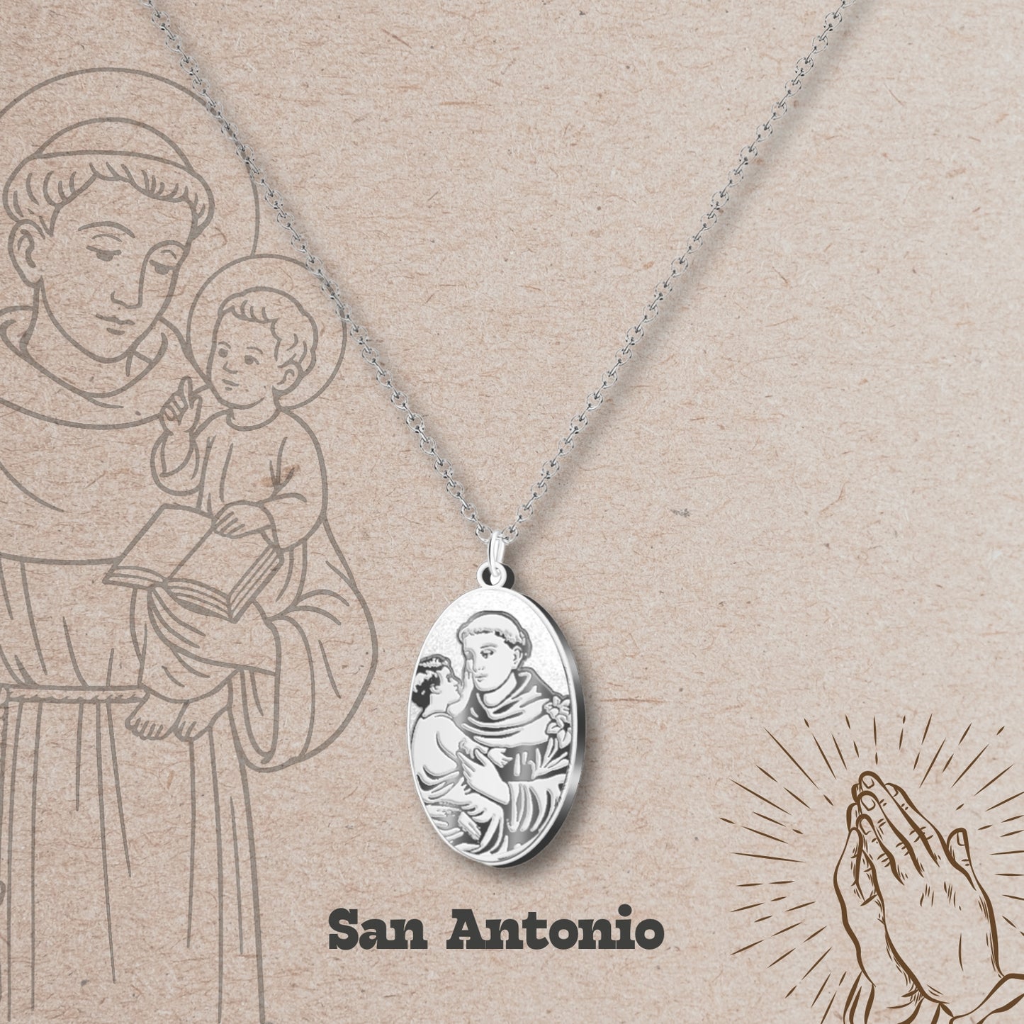 Collar Santo Acero inoxidable, Colgante Santo, Católico, San Antonio, San Judas Tadeo, San Cristóbal.