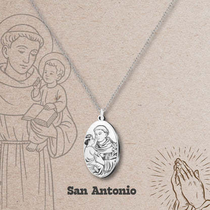 Collar Santo Acero inoxidable, Colgante Santo, Católico, San Antonio, San Judas Tadeo, San Cristóbal.