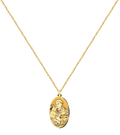 Colgante de medalla de San Antonio de Padua en acero inoxidable, diseño ovalado con imagen del Santo y el Niño Jesús, disponible en acabado dorado y plateado.