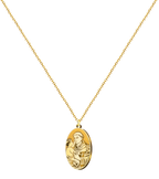 Colgante de medalla de San Antonio de Padua en acero inoxidable, diseño ovalado con imagen del Santo y el Niño Jesús, disponible en acabado dorado y plateado.