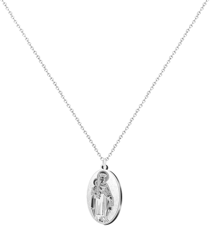 Collar con medalla ovalada virgen del carmen plateada acero inoxidable colgante religioso protección marineros