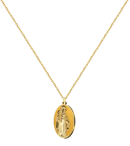 Collar con medalla ovalada virgen del carmen dorada acero inoxidable colgante religioso patrona marineros