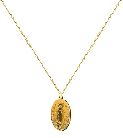 Collar dorado con colgante Virgen de Fátima y Medalla Milagrosa acero inoxidable color oro cadena regalo mujer