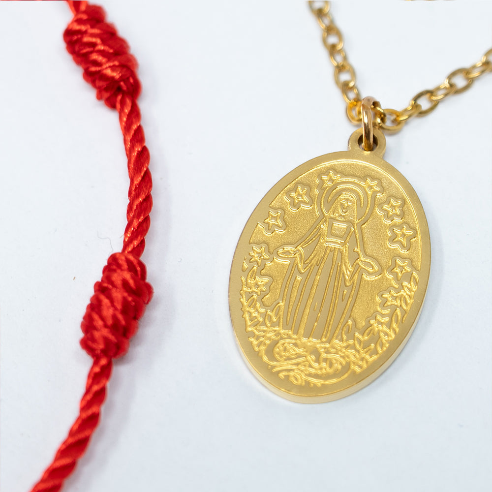 Collar Virgen de Fátima con Medalla en Acero Inoxidable