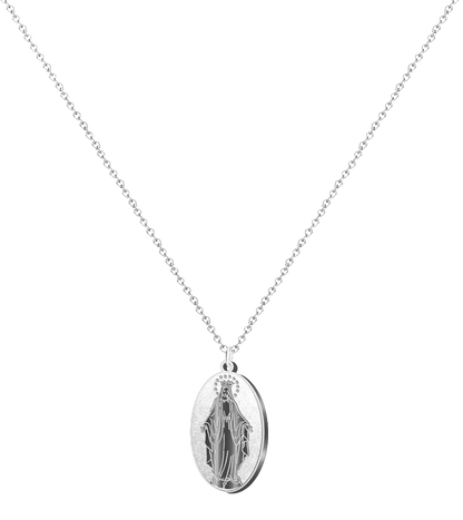 Collar Medalla Milagrosa acero inoxidable plateado Virgen de los Rayos Inmaculada Concepción colgante religioso protección mujer