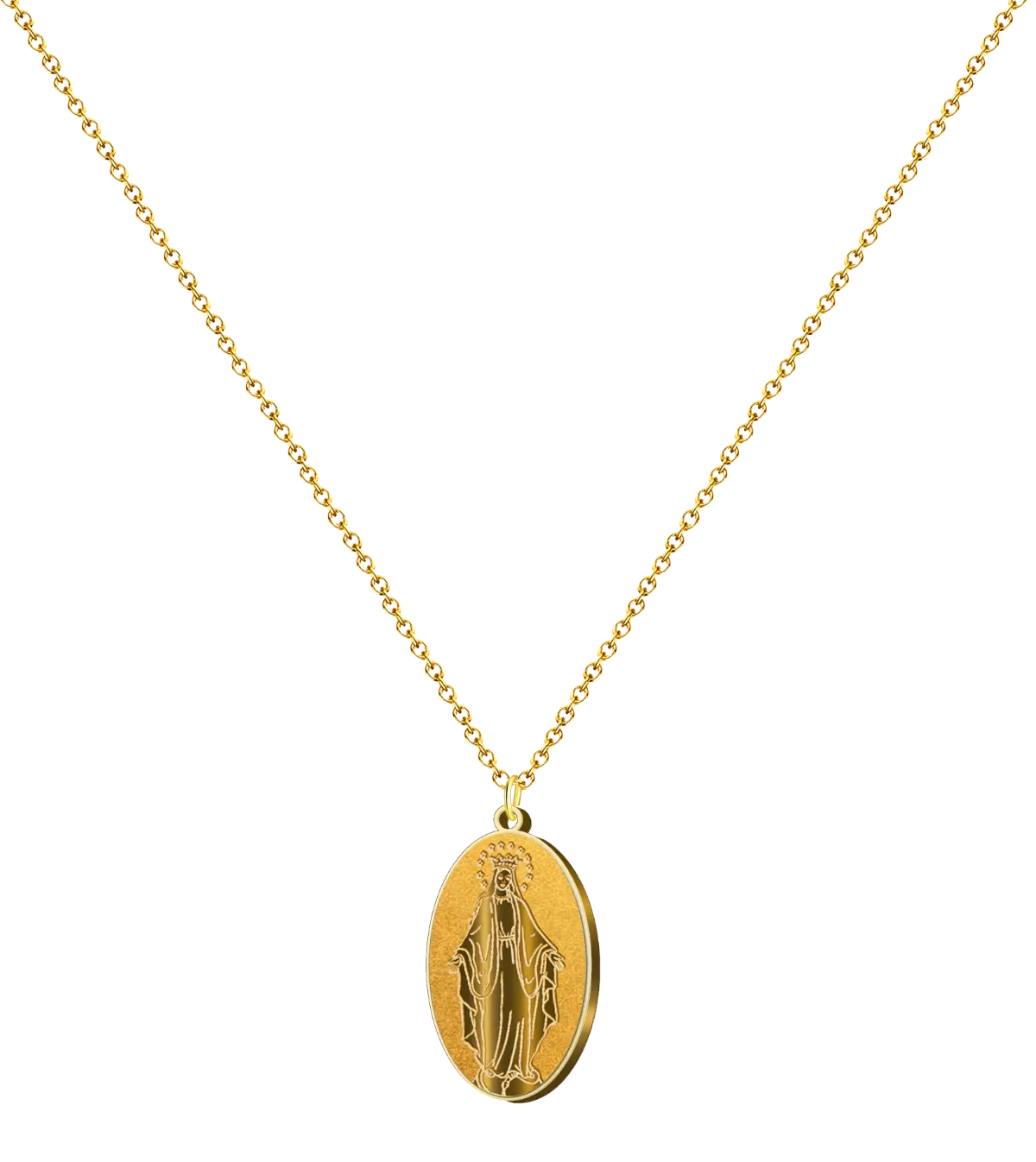 Collar dorado Medalla Milagrosa Virgen de los Rayos acero inoxidable color oro colgante religioso Inmaculada Concepción regalo mujer