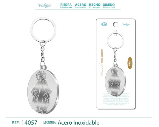 Llavero virgen de la milagrosa Acero Inoxidable