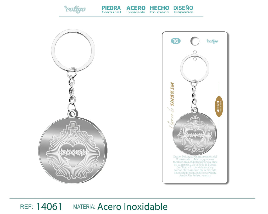 Llavero sagrado corazón de jesús Acero Inoxidable - cotigo