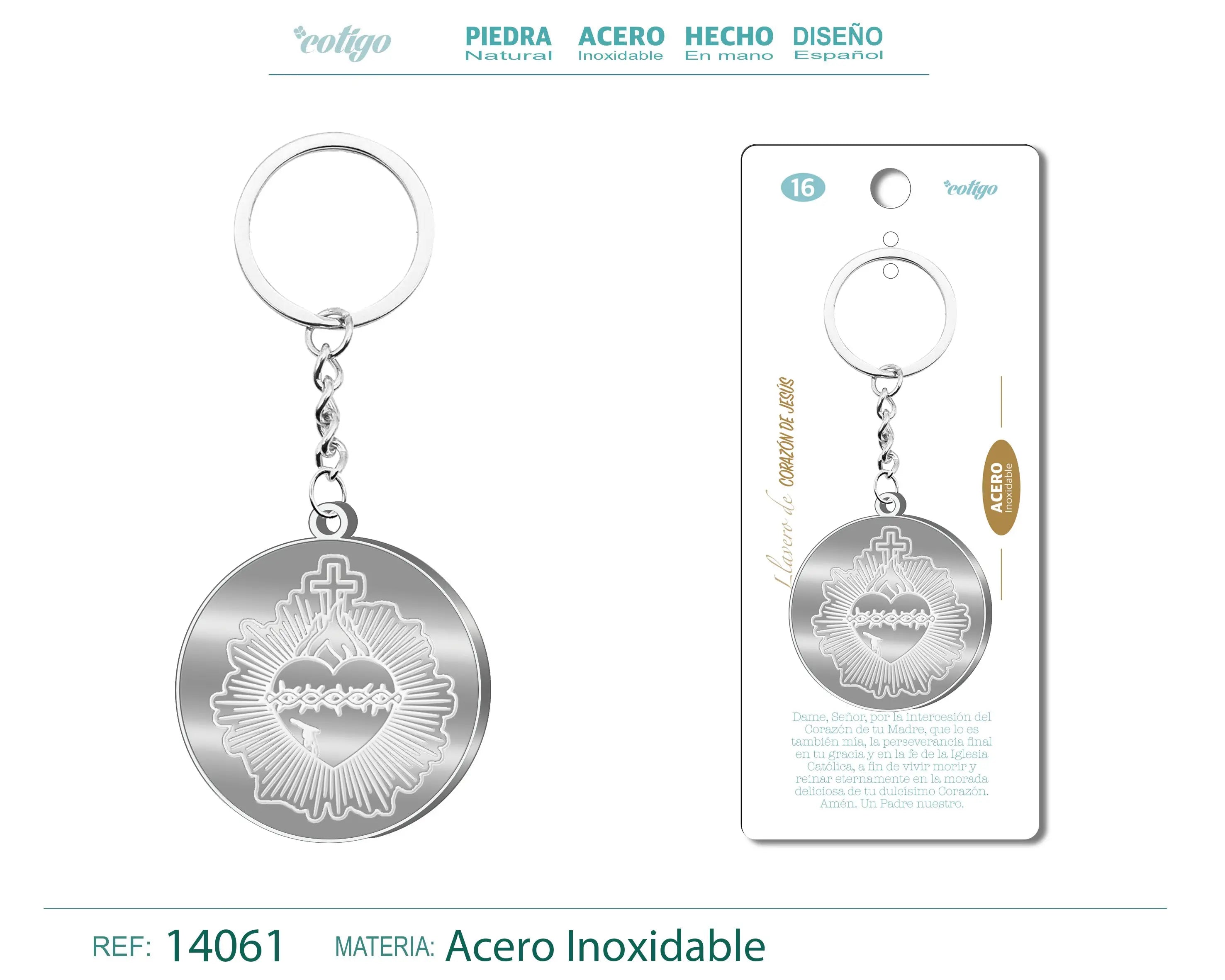 Llavero sagrado corazón de jesús Acero Inoxidable - cotigo