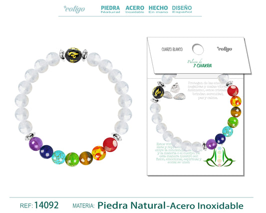 Pulsera 7 Chakras de Piedra natural Curazo blanco