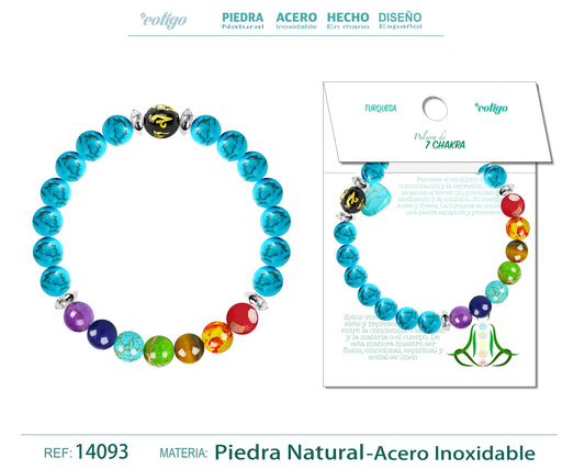 Pulsera 7 Chakras de Piedra natural Turquesa azul