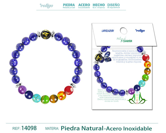 Pulsera 7 Chakras de Piedra natural lapislazuli