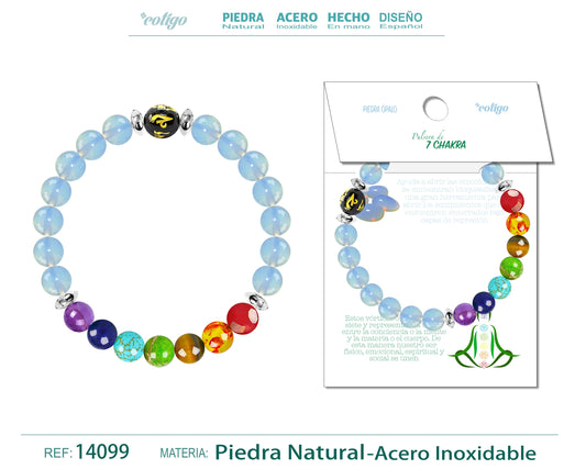 Pulsera 7 Chakras de Piedra natural ópalo