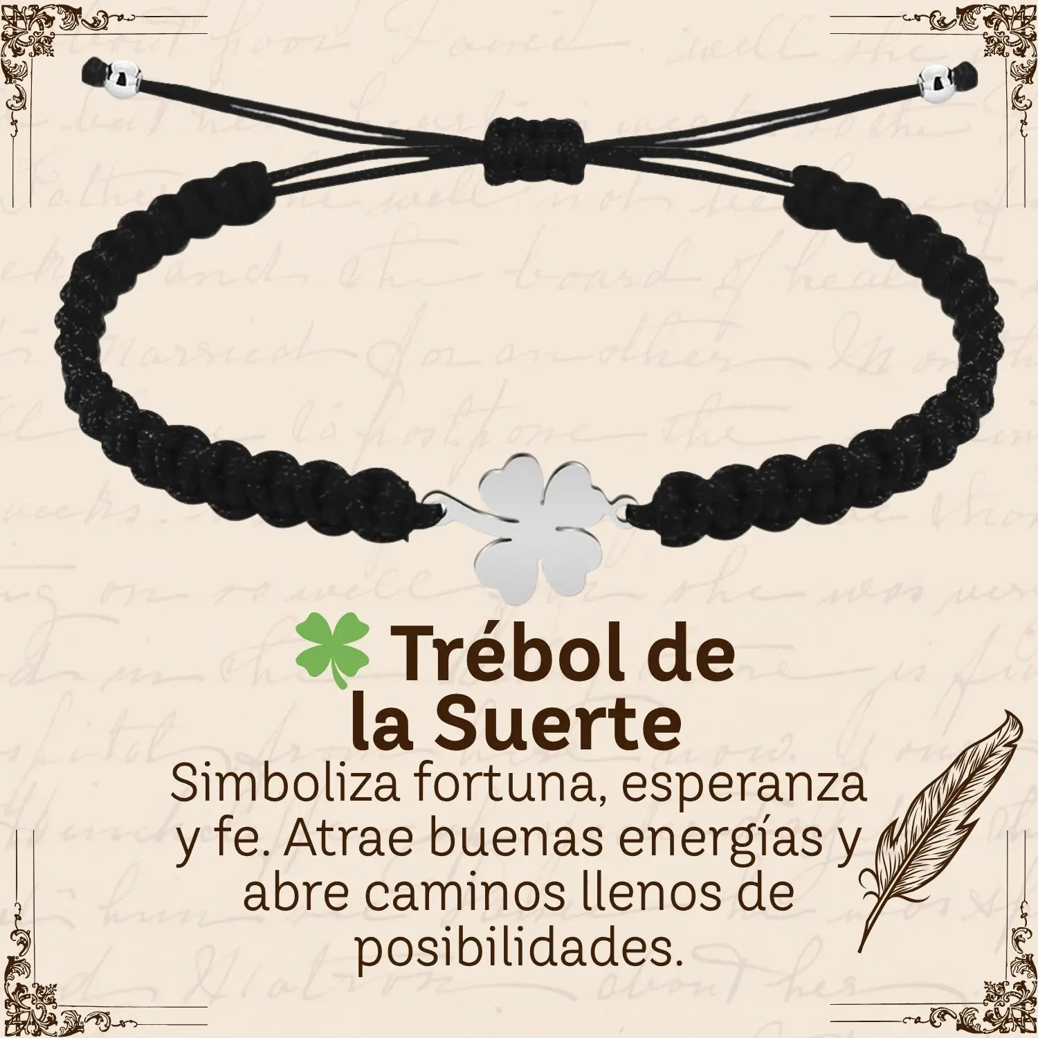 Pulsera Hilo Destino Hecho a Mano 🧵 con Amuleto de Suerte y Protección 🍀 en Acero Inoxidable 💎 - cotigo