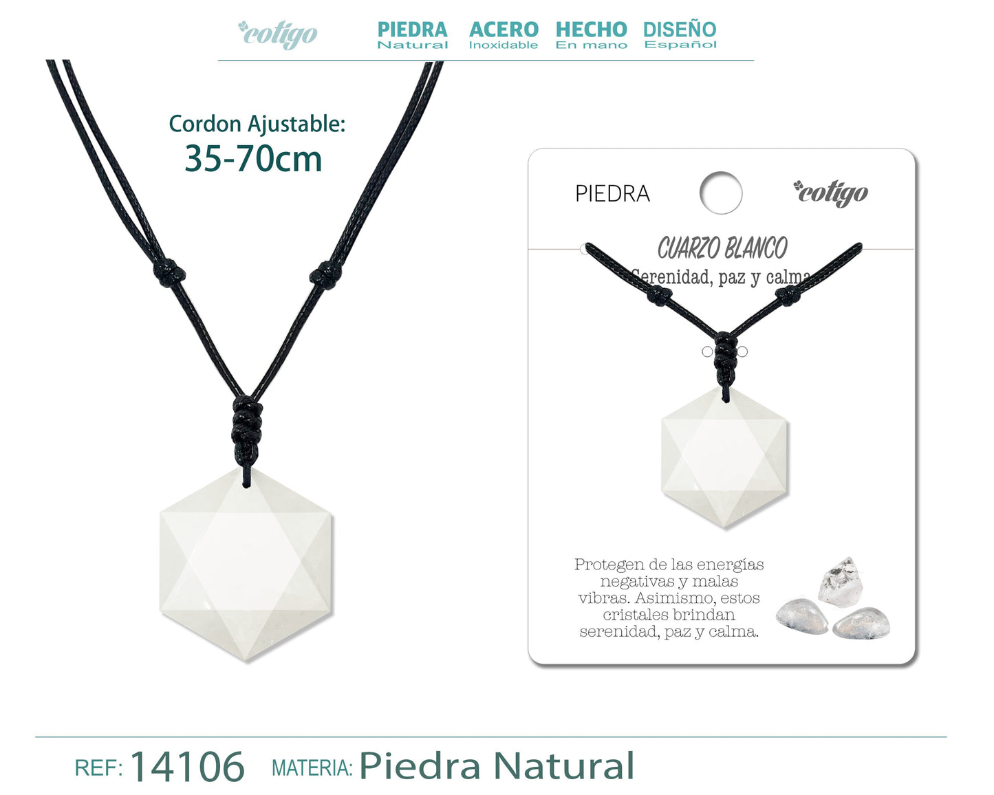 Colgante Estrella David de piedra Cuarzo blanco